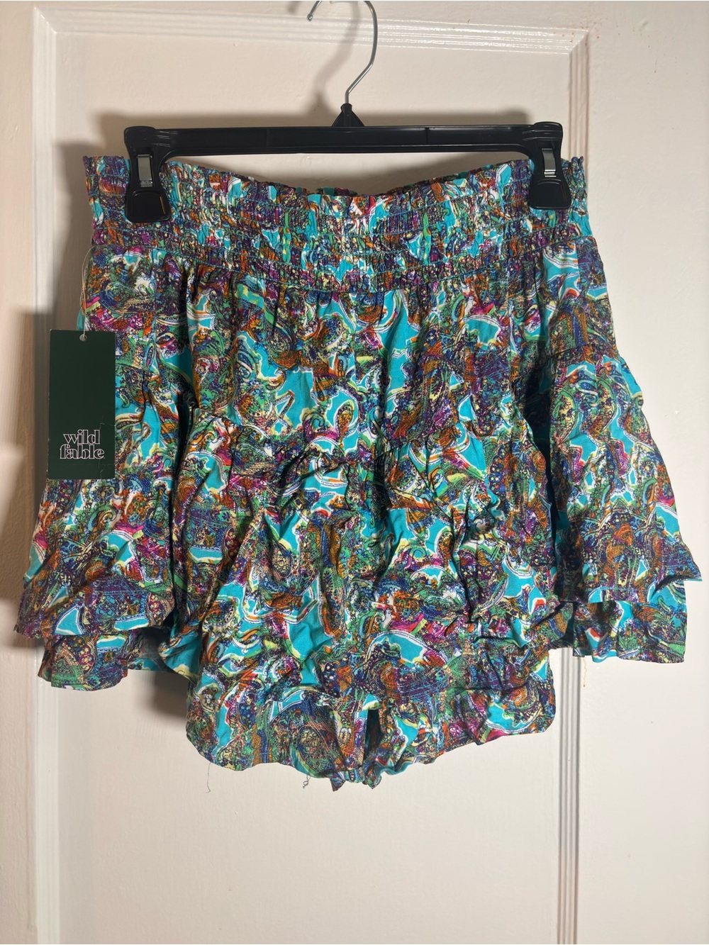 Wild Fable Turquoise Multicolor Paisley Ruffle Skort - Picture 1 of 2
